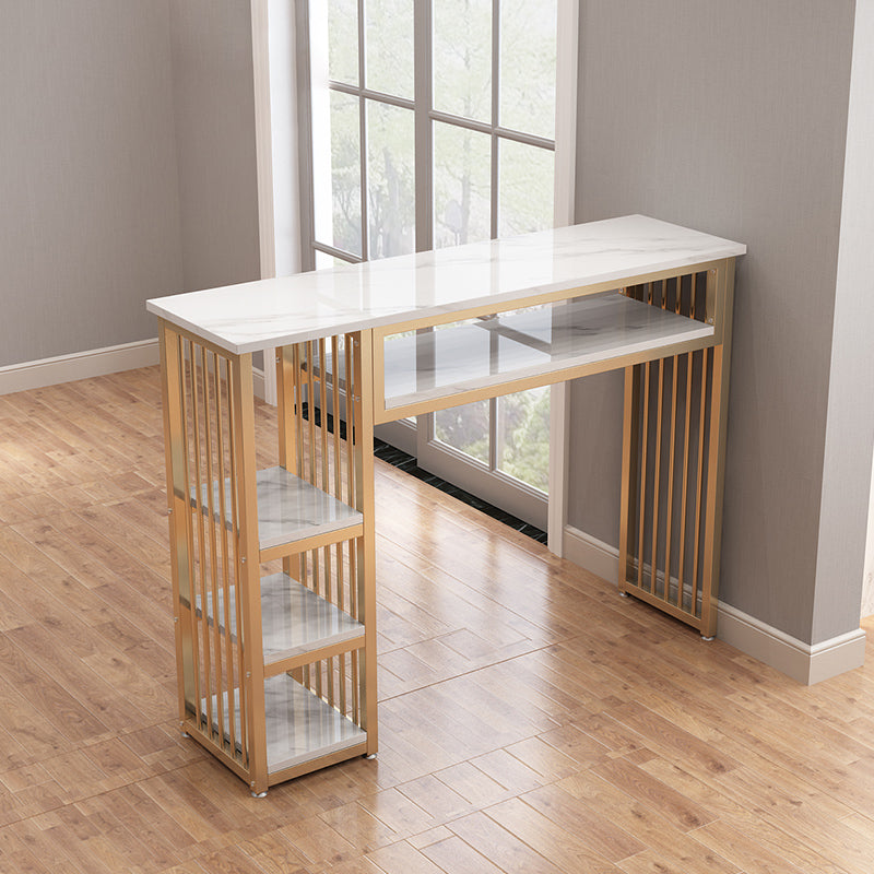 1/3 Glam Metal White and Gold Bar Stool and Table Set for Dining Room