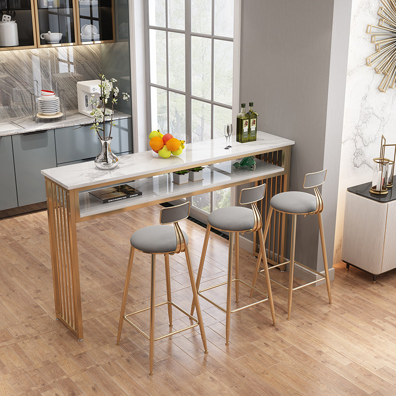 1/3 Glam Metal White and Gold Bar Stool and Table Set for Dining Room