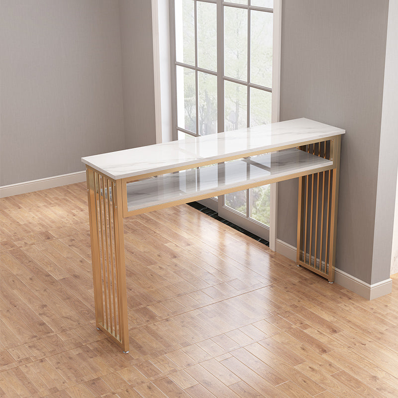 1/3 Glam Metal White and Gold Bar Stool and Table Set for Dining Room