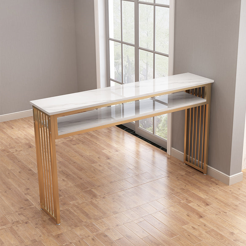 1/3 Glam Metal White and Gold Bar Stool and Table Set for Dining Room