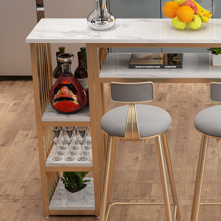 1/3 Glam Metal White and Gold Bar Stool and Table Set for Dining Room