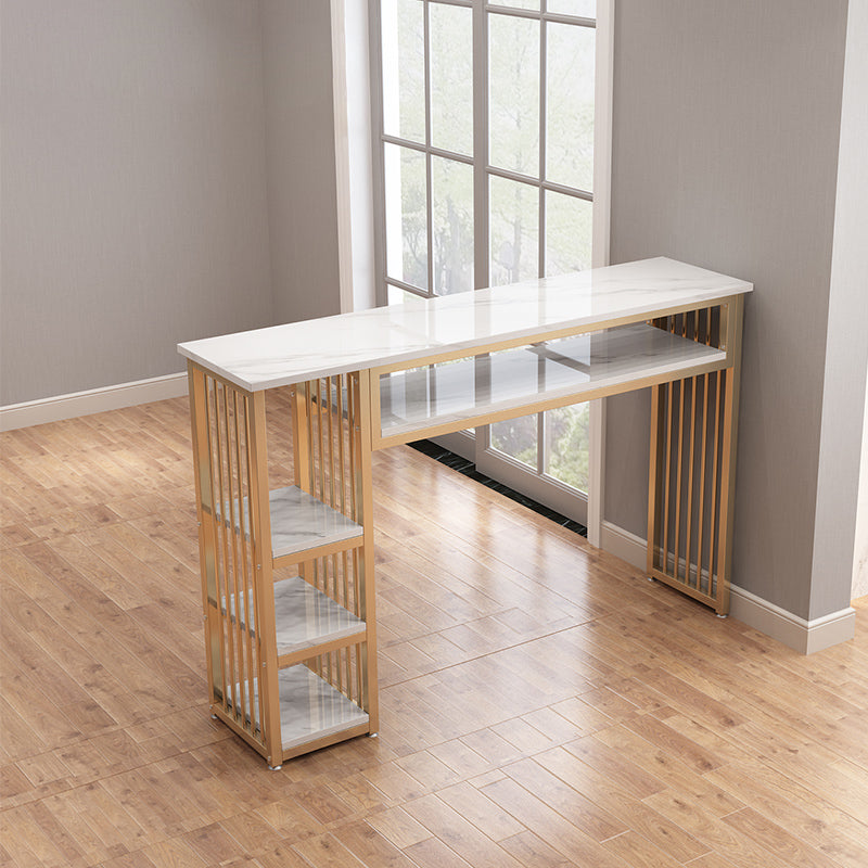 1/3 Glam Metal White and Gold Bar Stool and Table Set for Dining Room