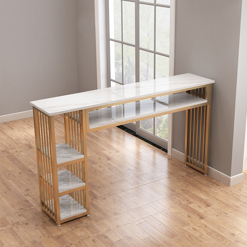 1/3 Glam Metal White and Gold Bar Stool and Table Set for Dining Room