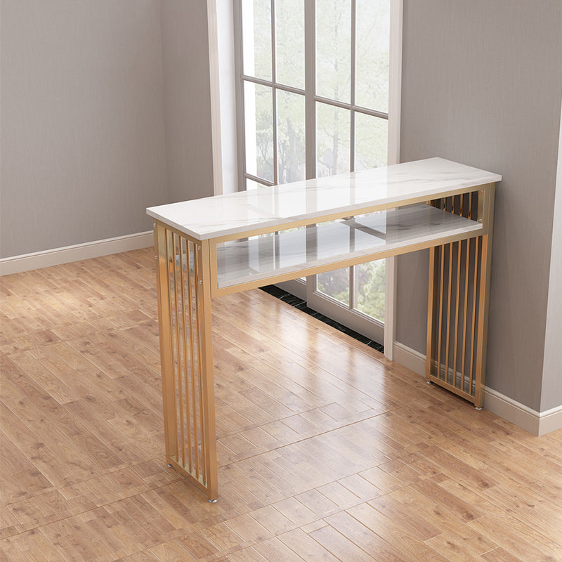 1/3 Glam Metal White and Gold Bar Stool and Table Set for Dining Room