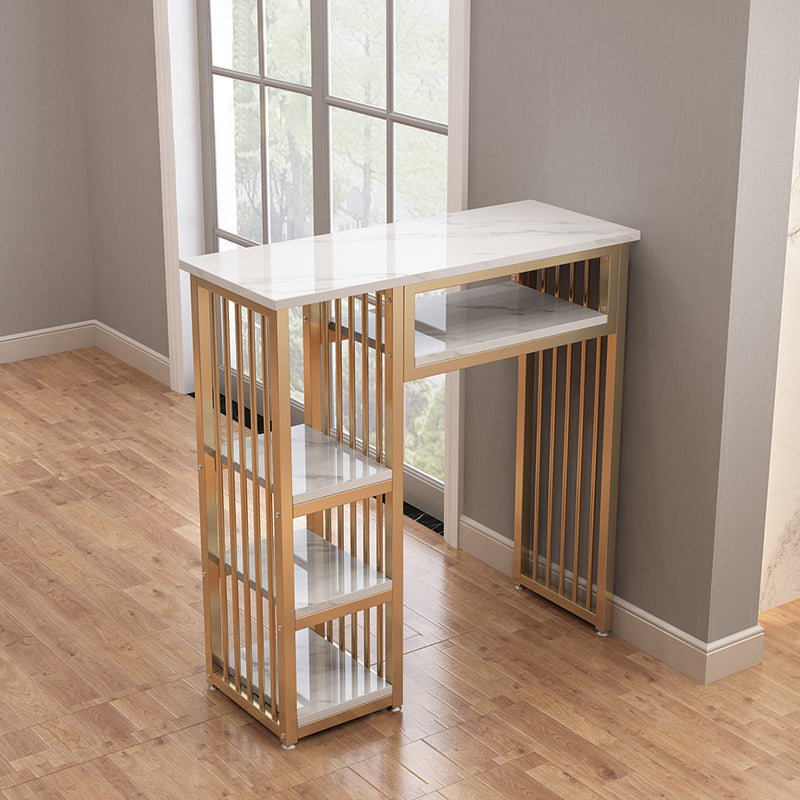 1/3 Glam Metal White and Gold Bar Stool and Table Set for Dining Room