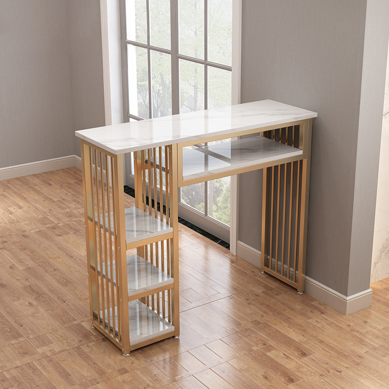 1/3 Glam Metal White and Gold Bar Stool and Table Set for Dining Room