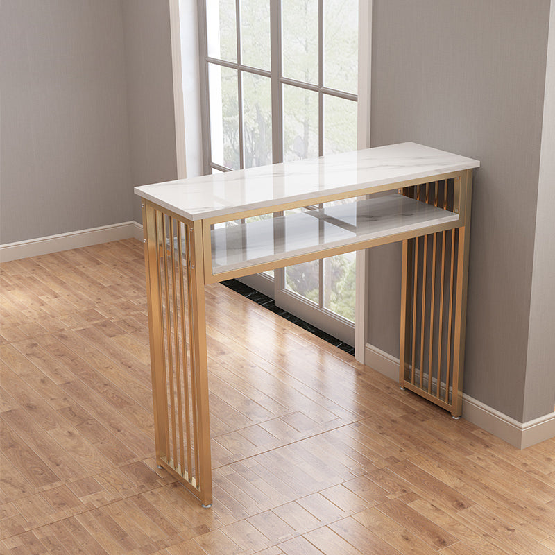 1/3 Glam Metal White and Gold Bar Stool and Table Set for Dining Room