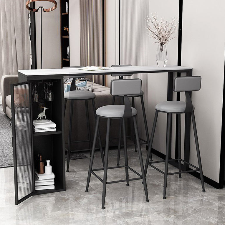 1/5 Pieces Modern Rectangle Sintered Stone Counter Table with High Stools