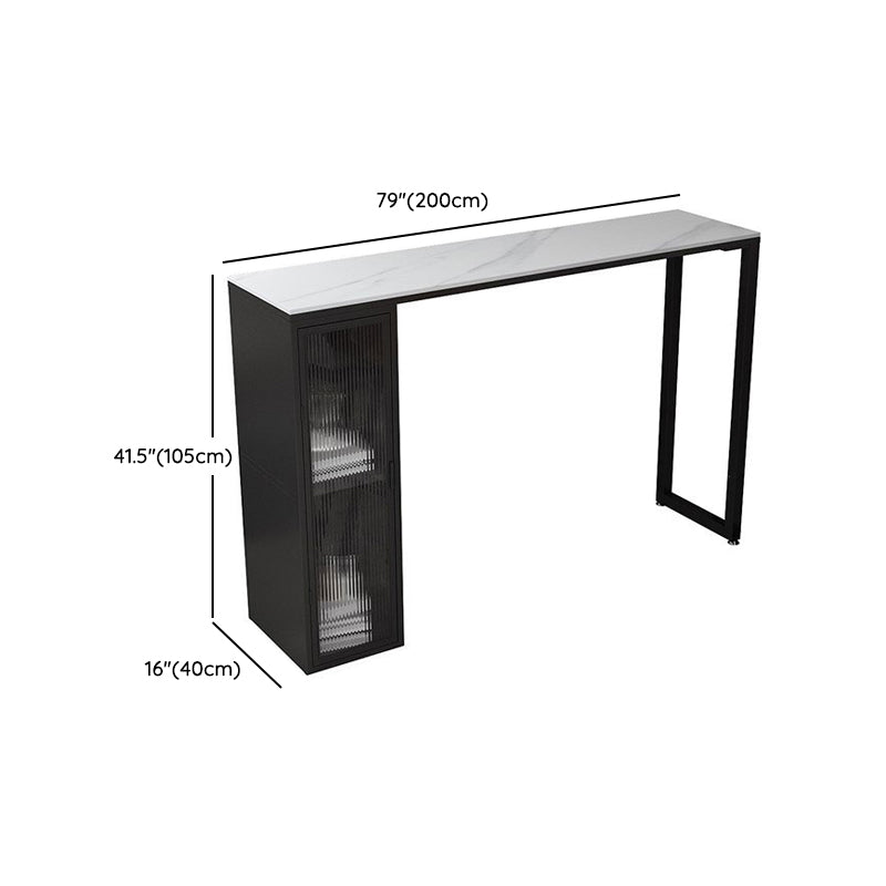 1/5 Pieces Modern Rectangle Sintered Stone Counter Table with High Stools