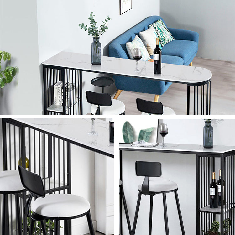 1/3 Pieces Modern Rectangle Sintered Stone Counter Table with High Stools