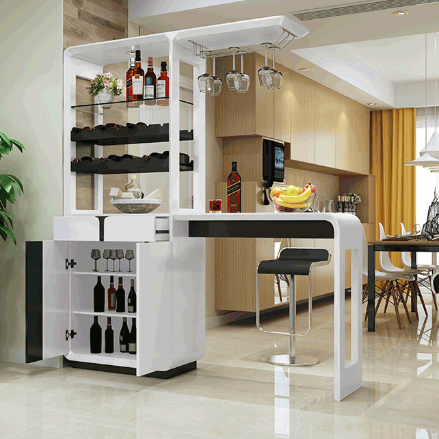 1/2/3 Bar Stool and Table Set in Black and White for Dining Room