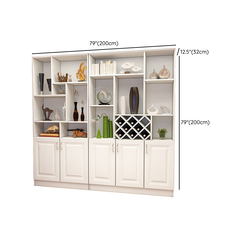 White Manufactured Wood Kitchen Wine Holder with Storage Cabinet