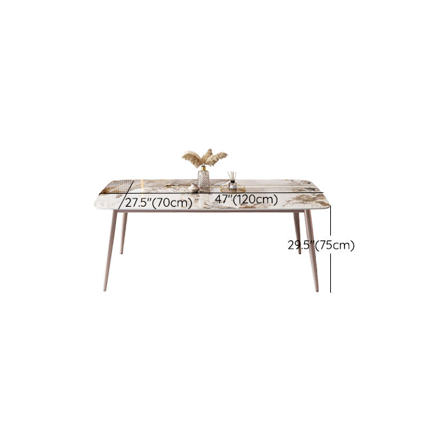 Modern White Stone Rectangular Kitchen Dining Table for Dining Hall