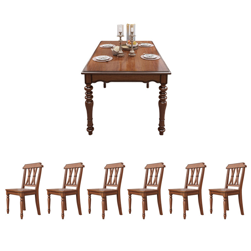 5/7 Pieces Rustic Style Solid Wood 4 Legs Dining Set for Home