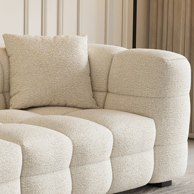 Contemporary Biscuit Back Tuxedo Arm Sofa in White For Living Room