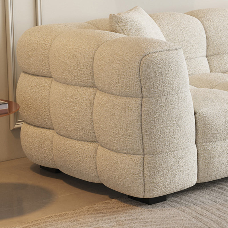 Contemporary Biscuit Back Tuxedo Arm Sofa in White For Living Room