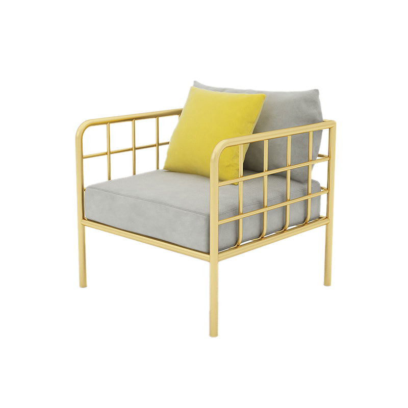 Contemporary Metal Frame Velvet Square Arm Sofa For Living Room