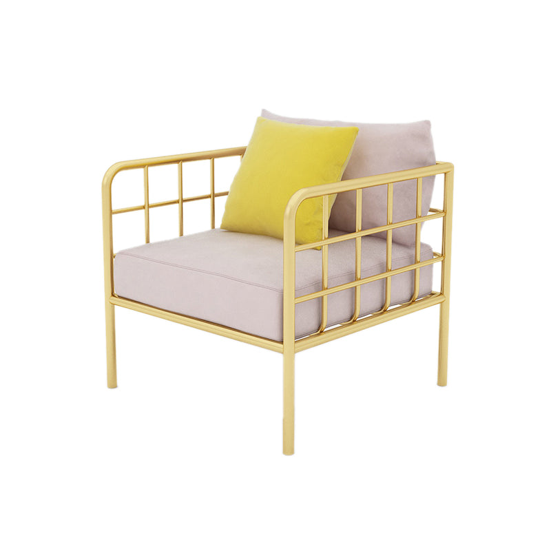 Contemporary Metal Frame Velvet Square Arm Sofa For Living Room