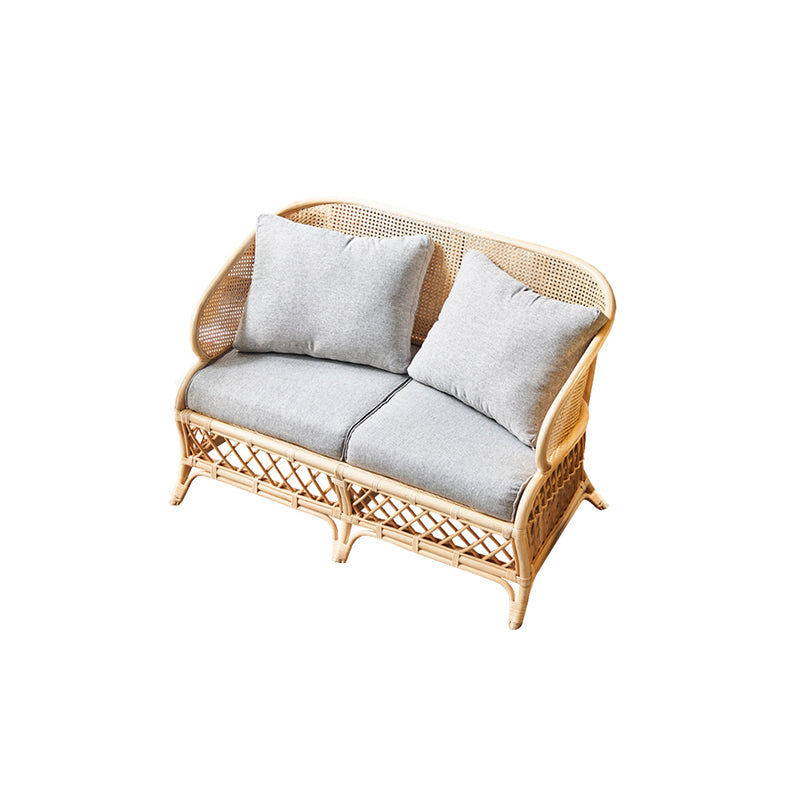 Scandinavian Wood Frame Cotton Blend Sofa in Gray For Living Room