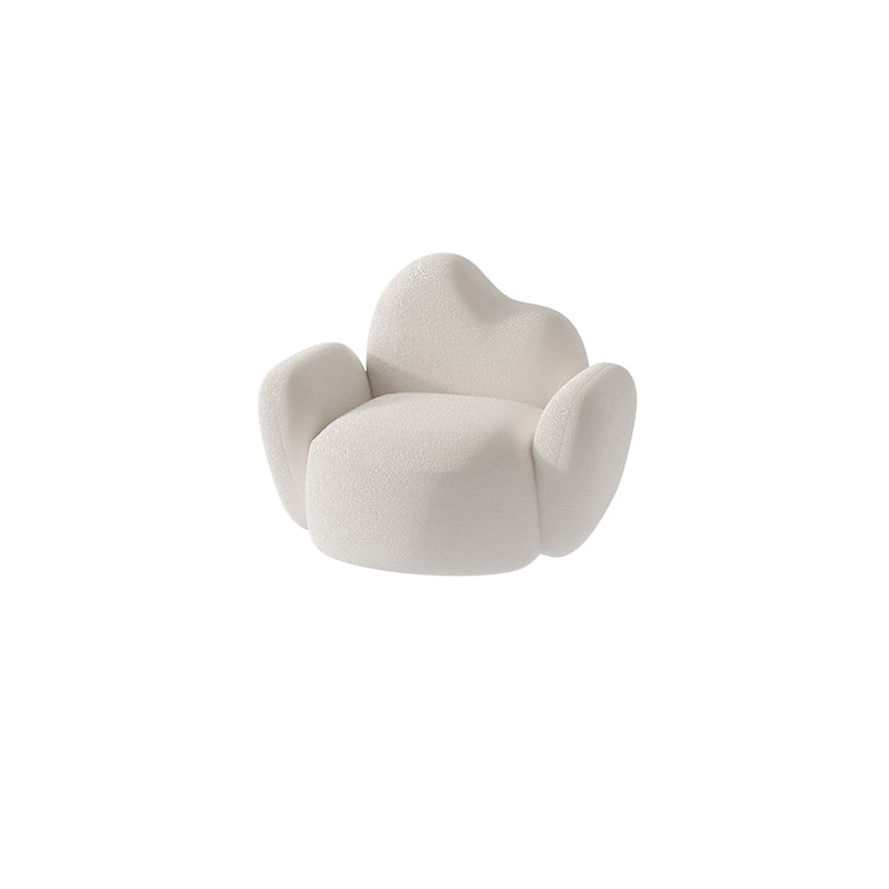 Scandinavian 29.92" Wide Wool Wood Frame Sofa in White For Living Room