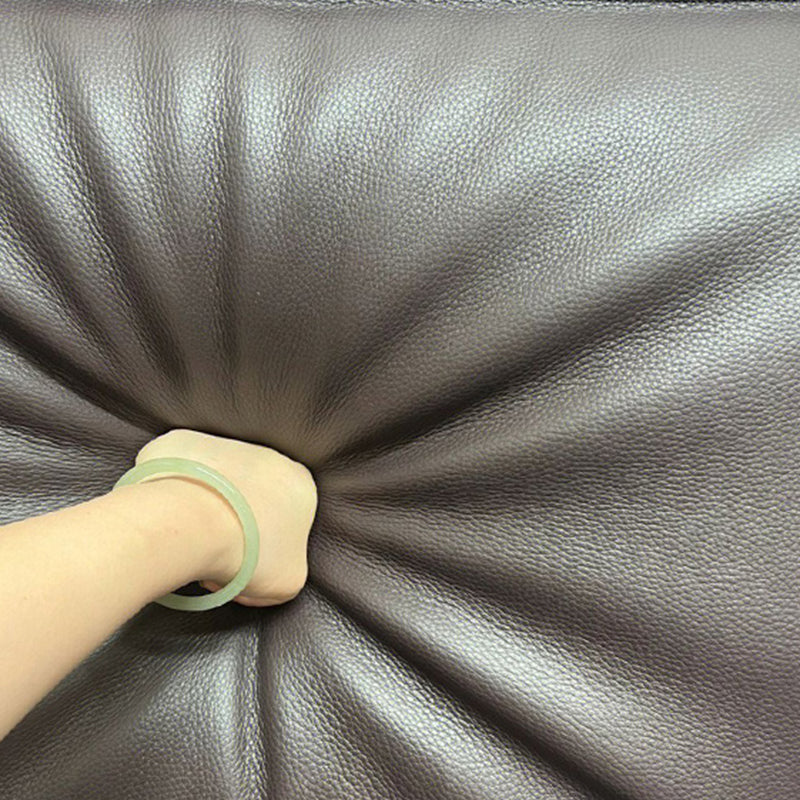 Contemporary Genuine Leather Square Arm Sofa For Living Room