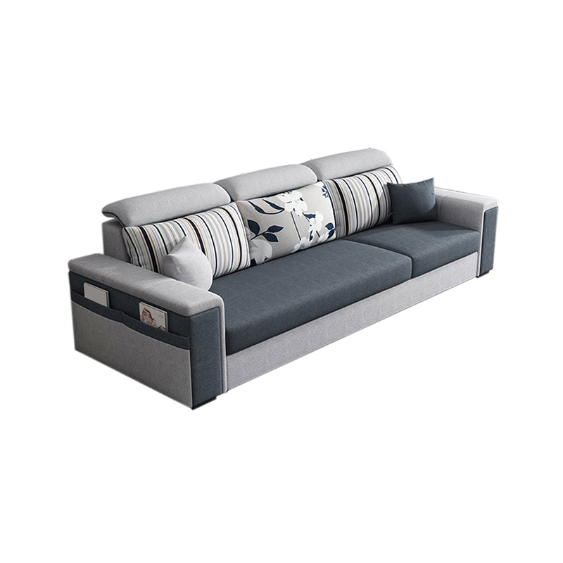 Contemporary Square Arm Sofa in Gray with Storage For Living Room