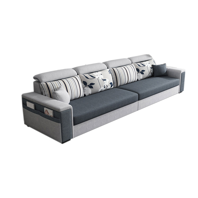 Contemporary Square Arm Sofa in Gray with Storage For Living Room