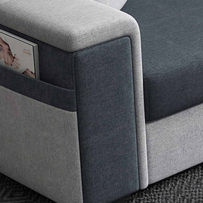Contemporary Square Arm Sofa in Gray with Storage For Living Room