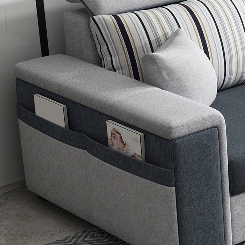 Contemporary Square Arm Sofa in Gray with Storage For Living Room
