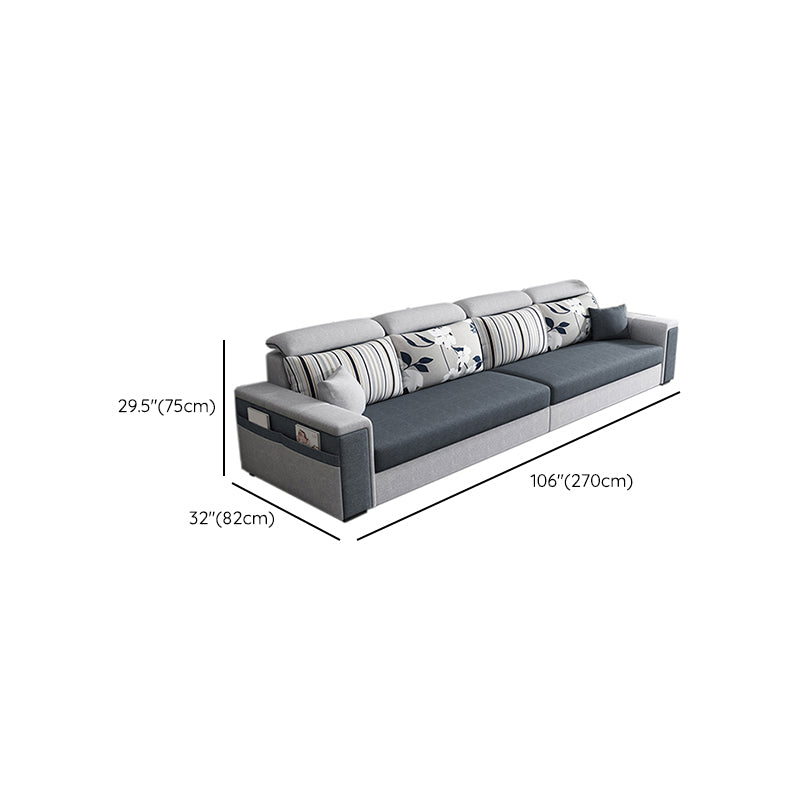 Contemporary Square Arm Sofa in Gray with Storage For Living Room