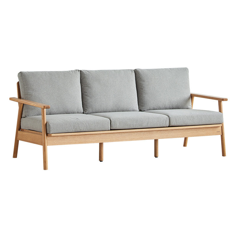 Scandinavian Solid Wood Linen Sofa with Pillow Back for Living Room