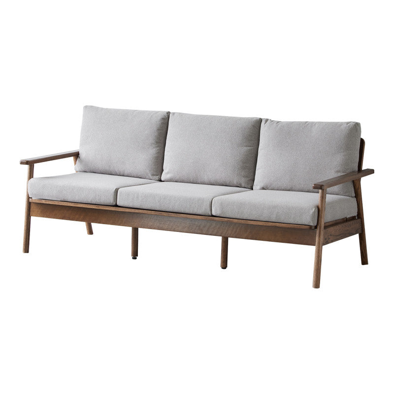 Scandinavian Solid Wood Linen Sofa with Pillow Back for Living Room