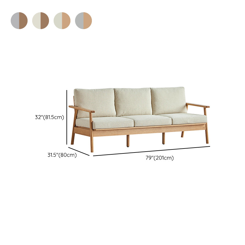 Scandinavian Solid Wood Linen Sofa with Pillow Back for Living Room