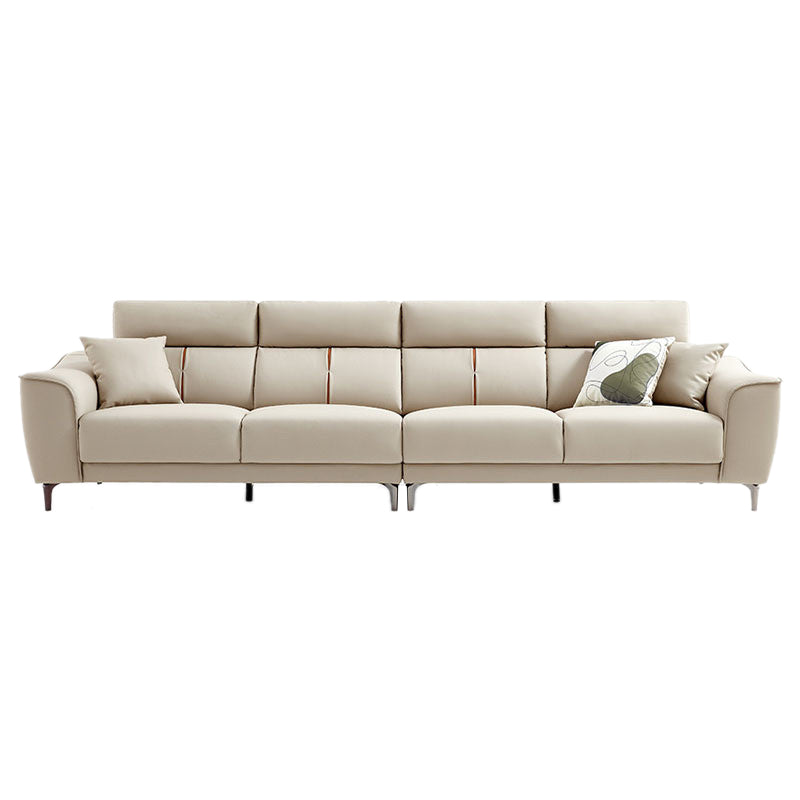 Contemporary Style Faux Leather Solid Color Sewn Pillow Back Sofa