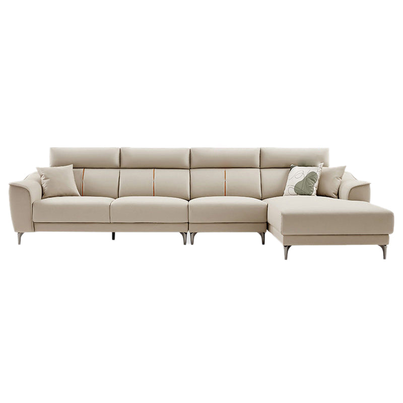 Contemporary Style Faux Leather Solid Color Sewn Pillow Back Sofa