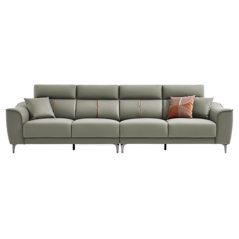 Contemporary Style Faux Leather Solid Color Sewn Pillow Back Sofa