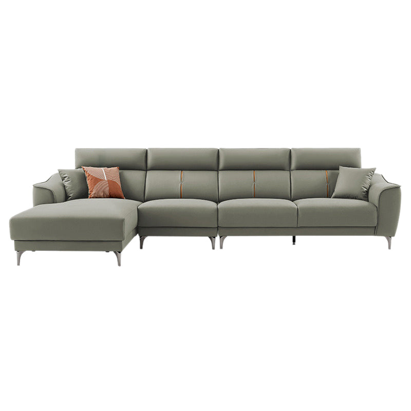 Contemporary Style Faux Leather Solid Color Sewn Pillow Back Sofa