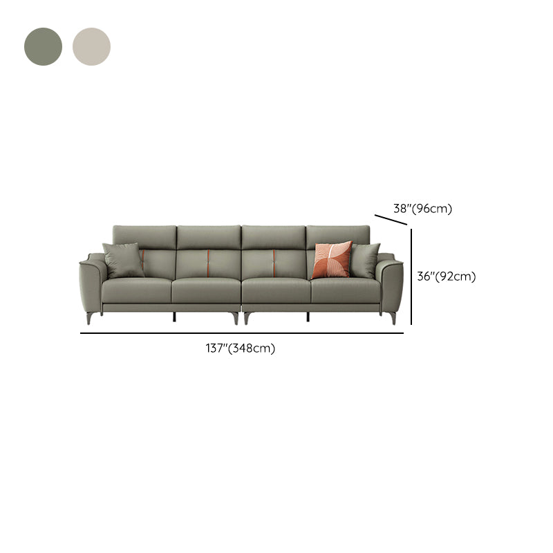 Contemporary Style Faux Leather Solid Color Sewn Pillow Back Sofa