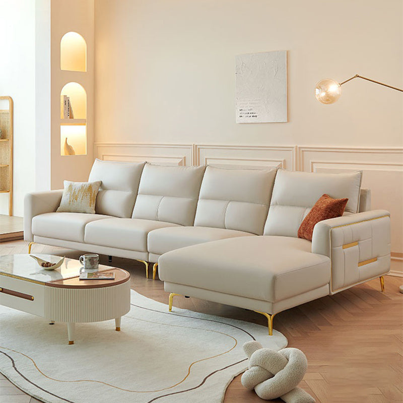 Contemporary Faux Leather Sewn Pillow Back Square Arm Sofa For Living Room