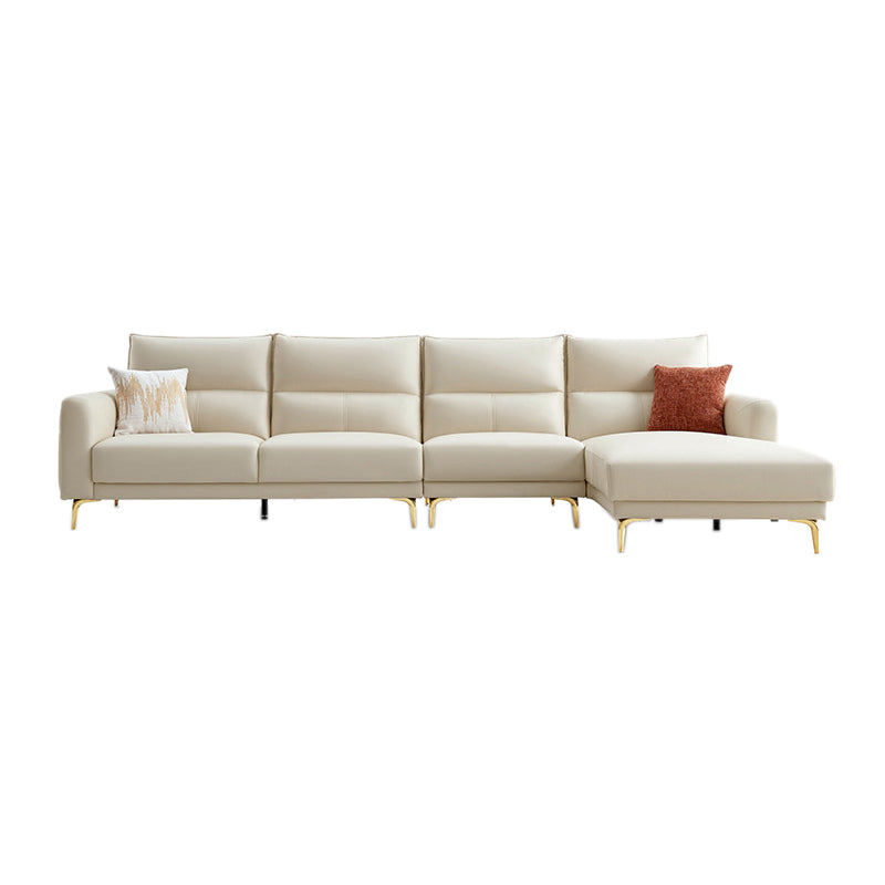 Contemporary Faux Leather Sewn Pillow Back Square Arm Sofa For Living Room