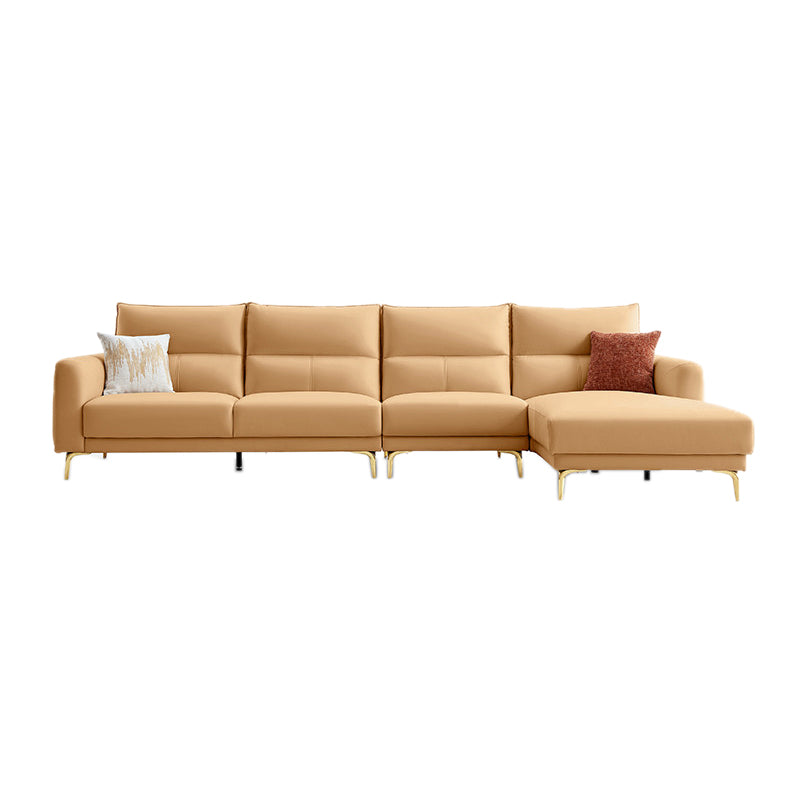 Contemporary Faux Leather Sewn Pillow Back Square Arm Sofa For Living Room