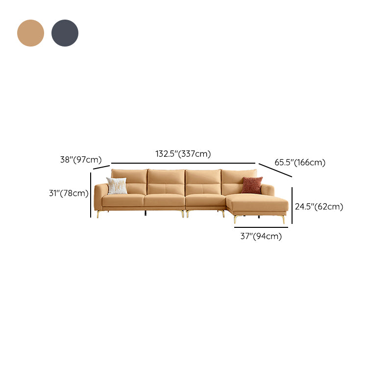 Contemporary Faux Leather Sewn Pillow Back Square Arm Sofa For Living Room
