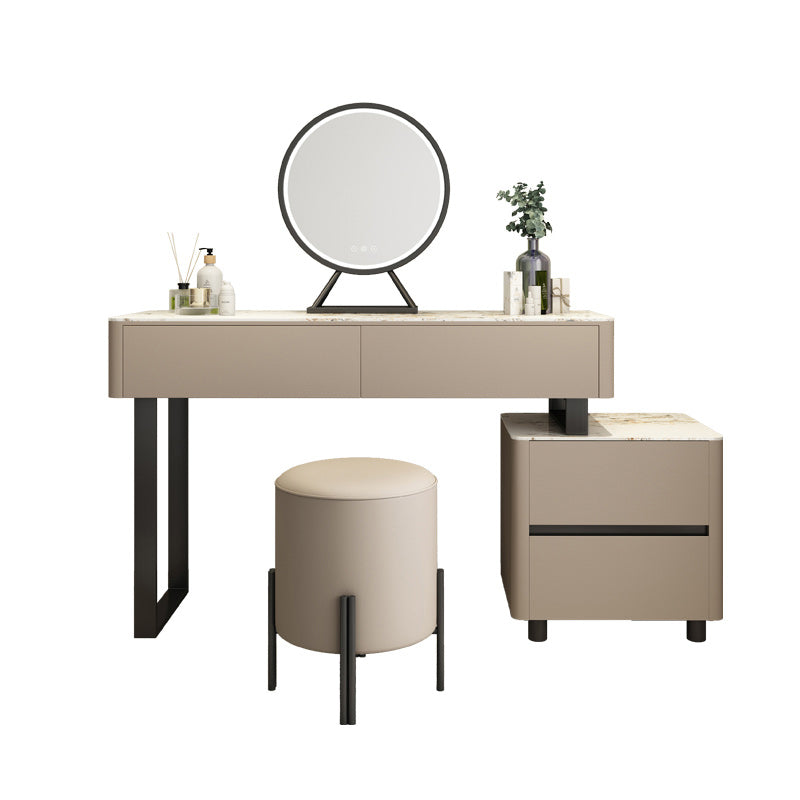 Cream Solid Wood Lighted Mirror Bedroom With Drawer Dressing Table