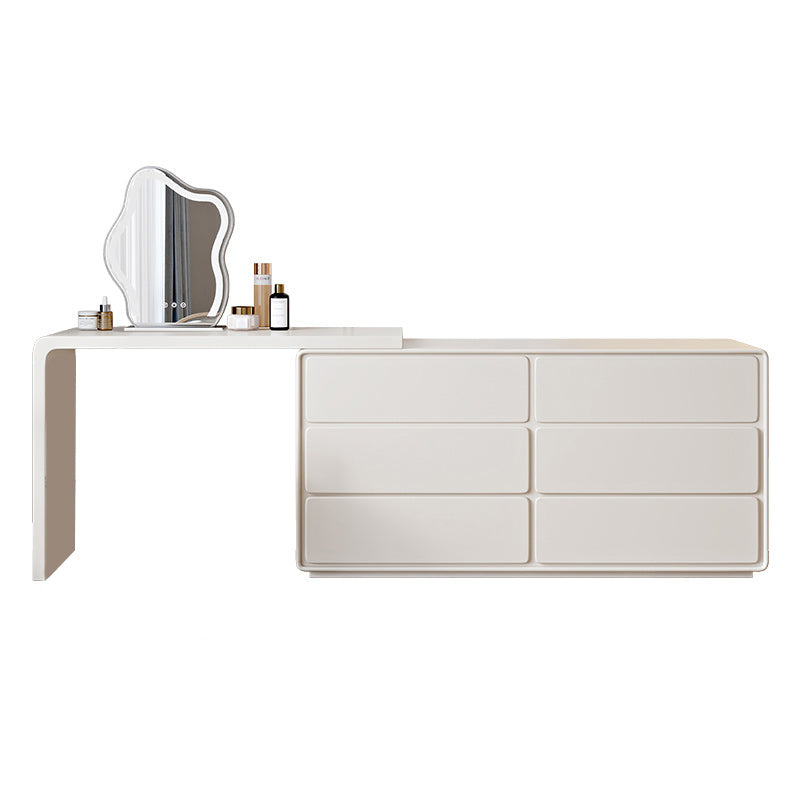 White Wooden Lighted Mirror With Drawer Bedroom Vanity Dressing Table