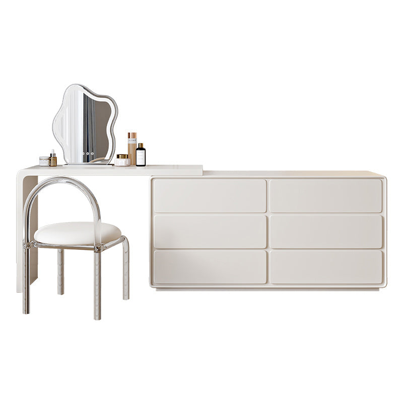 White Wooden Lighted Mirror With Drawer Bedroom Vanity Dressing Table