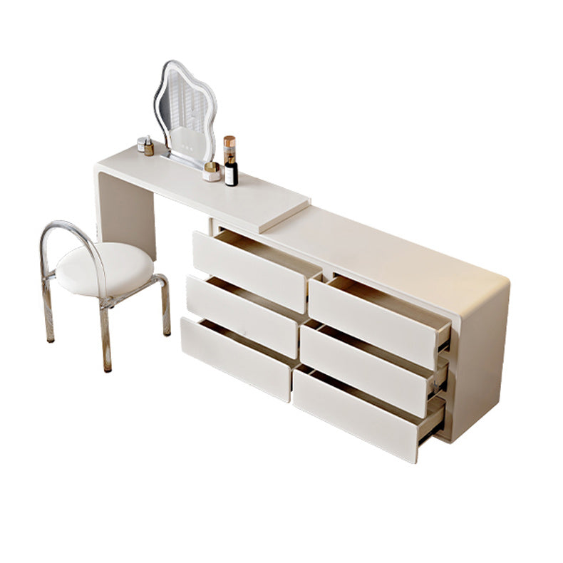 White Wooden Lighted Mirror With Drawer Bedroom Vanity Dressing Table