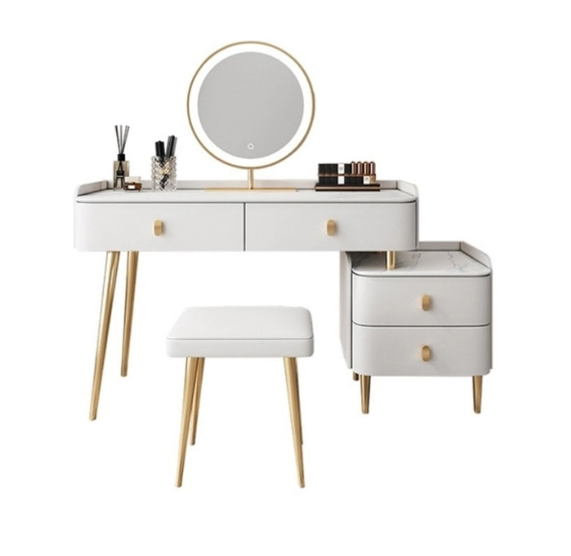 Modern with Drawer Lighted Mirror Solid Wood Bedroom Vanity Dressing Table