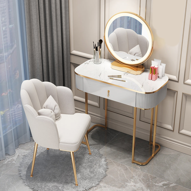 Modern White With Drawer Lighted Mirror Bedroom Dressing Table