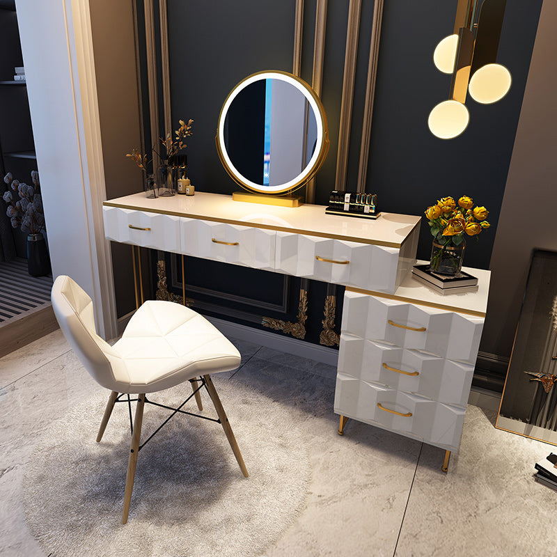 Contemporary Gold Lighted Mirror Bedroom With Drawer Wooden Make-up Vanity