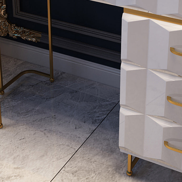 Contemporary Gold Lighted Mirror Bedroom With Drawer Wooden Make-up Vanity